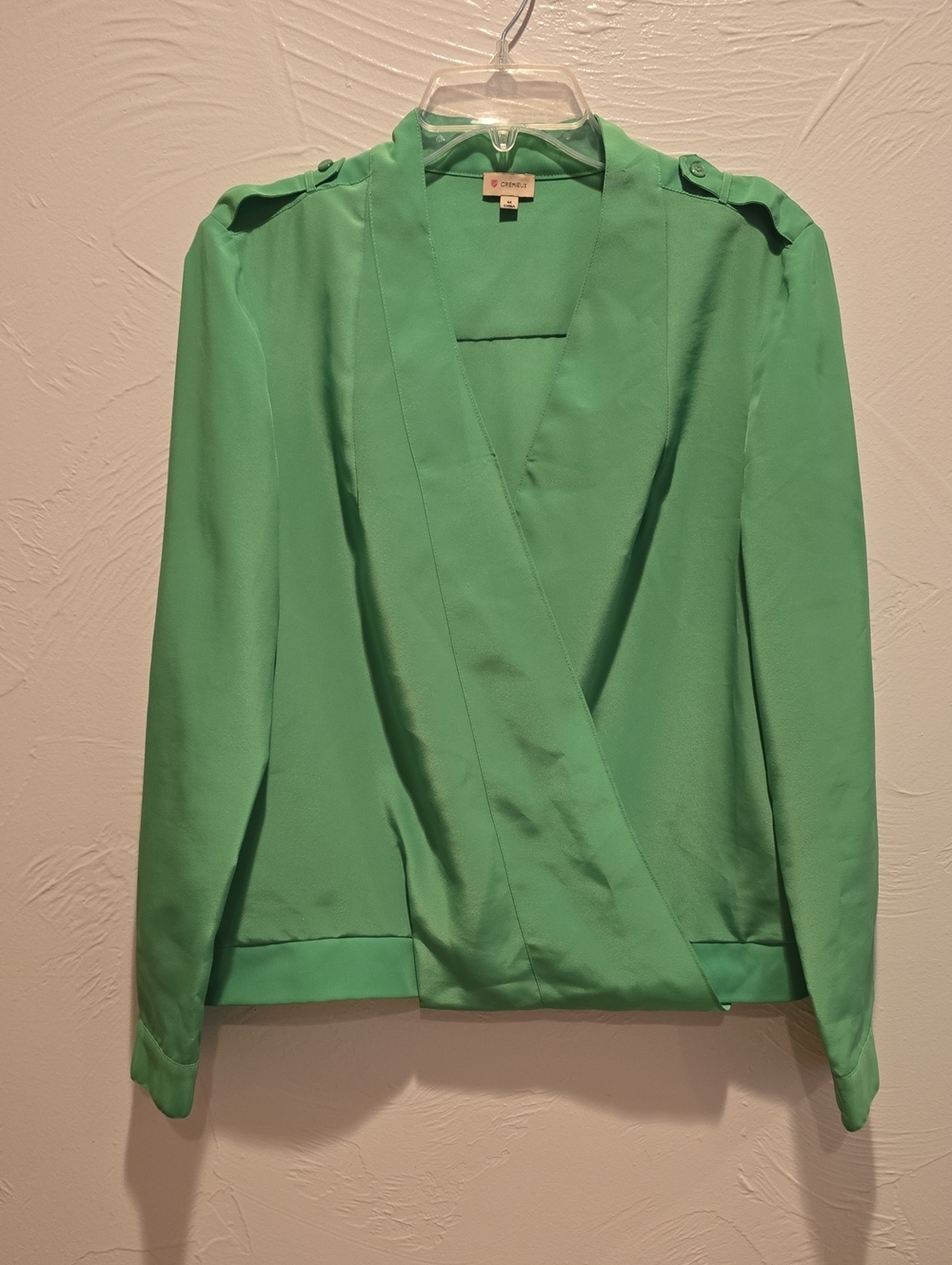 Daniel Cremieux Bright Green Draped Open-Front Blouse